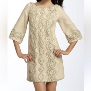 ECI New York Tan Linen Shift Dress, size 8